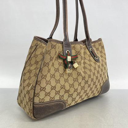 Gucci Gg Canvas Princess Tote Bag 163805 Brown Champagne