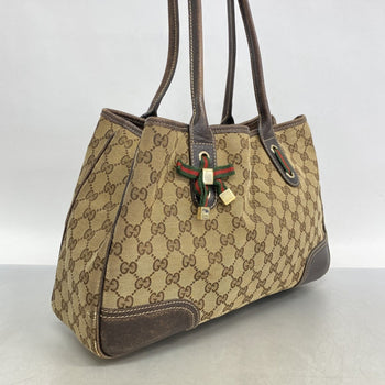 Gucci Gg Canvas Princess Tote Bag 163805 Brown Champagne