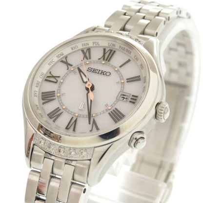 Unused Seiko Lucia Ssvv053 Ss Mocha Pink Solar Radio Wristwatch Silver 0041Seiko