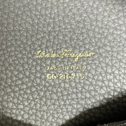 Salvatore Ferragamo Marta Punching Gancini Leather 2Way Shoulder Bag Tote Grey