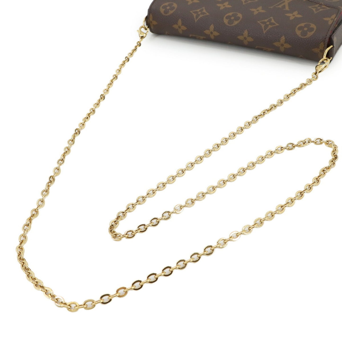 Louis Vuitton Monogram Felicie Pochette Chain Wallet In Brown Fuchsia