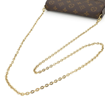 Louis Vuitton Monogram Felicie Pochette Chain Wallet In Brown Fuchsia