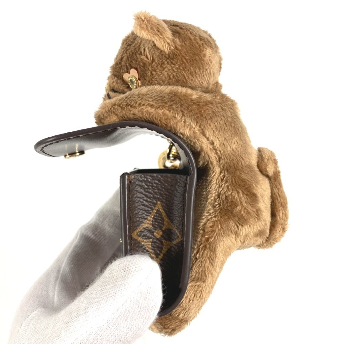 Louis Vuitton M01561 Monogram Cat Bag Charm Lv Cute Keychain Canvas Fur