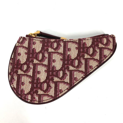 Christian Dior Oblique Wallet Coin Compartment Coin Purse Wine-Red