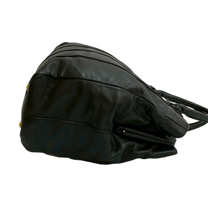 Prada Prada Logo Gold Hardware Leather Genuine Clasp Handbag Tote Bag Boston Black 006-3