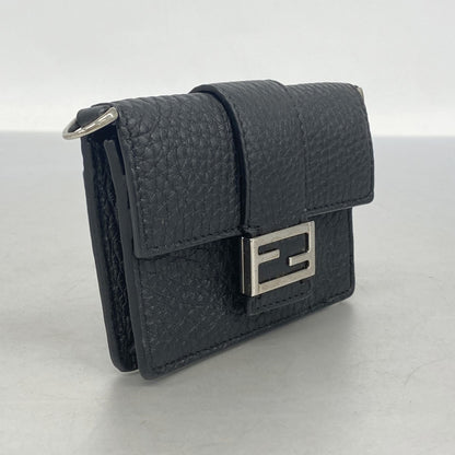 Fendi Pochette Micro Flat Bucket Leather Black