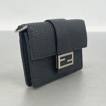 Fendi Pochette Micro Flat Bucket Leather Black
