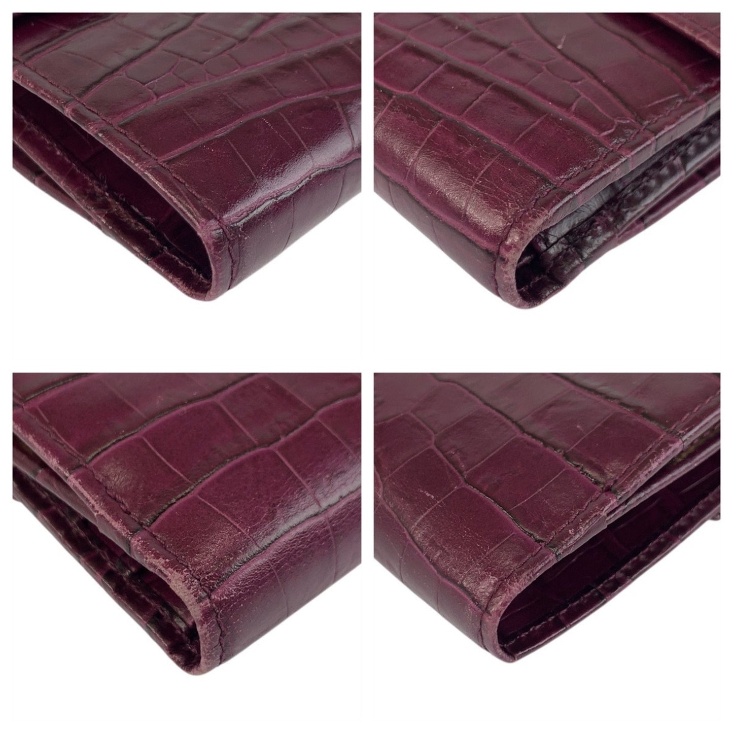 Salvatore Ferragamo Vara Embossed Wine Red Leather Wallet With Gold Hardware