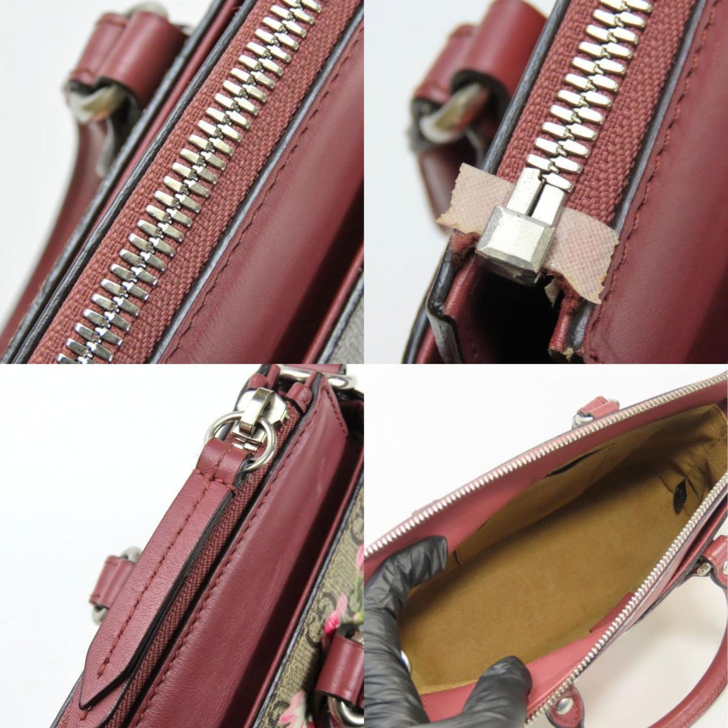 Gucci Handbag 453177 Gg Blooms Mini Supreme Canvas Beige Red Pink Flower