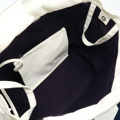 Hermes Adada Mother'S Bag Tote Horse Canvas Blue Marine Ivory Beige