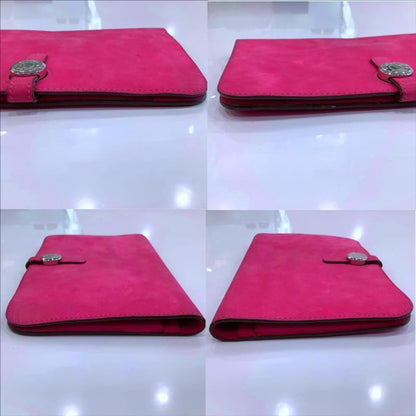 Herms Dogon Gm Rose Shocking Wallet (Missing Coin Purse)