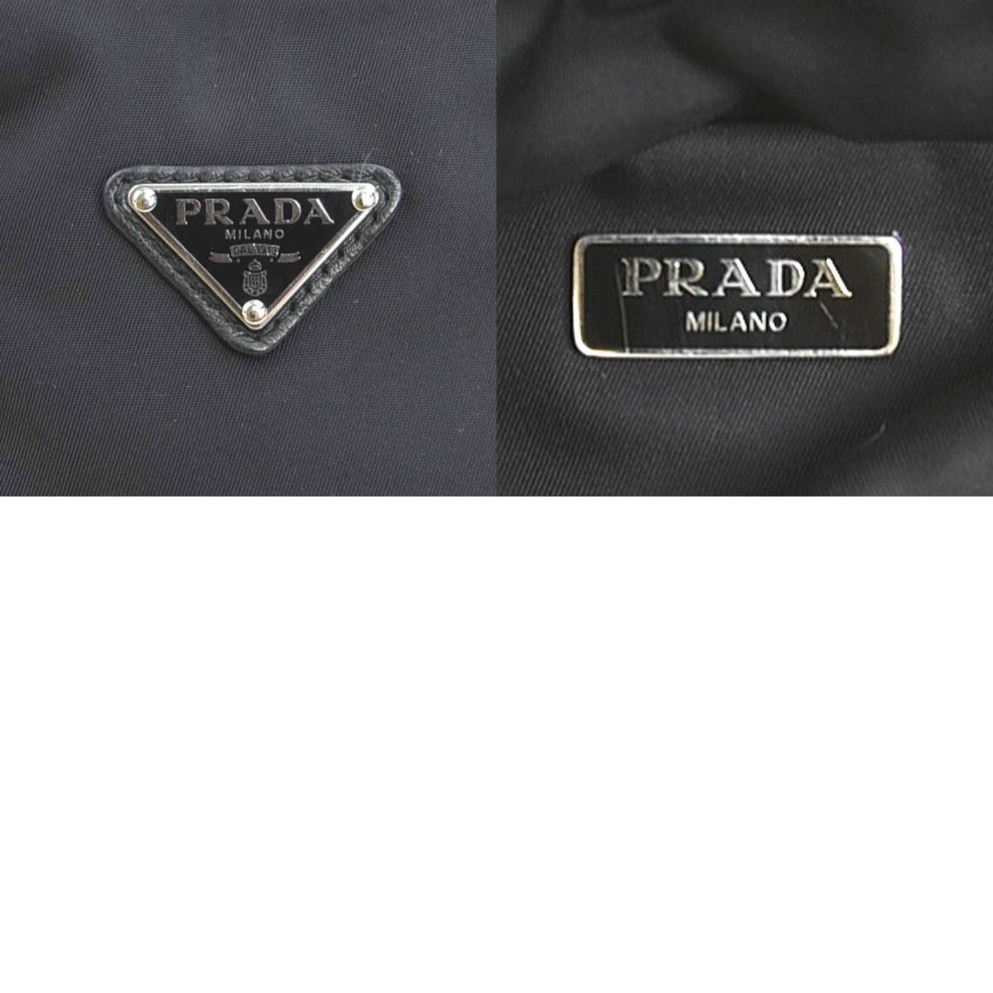 Prada Prada Handbag Shoulder Bag Nylon Leather Black Silver
