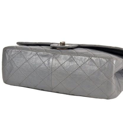 Chanel Matelasse Double Flap Chain Shoulder Bag Leather 2.55 Grey