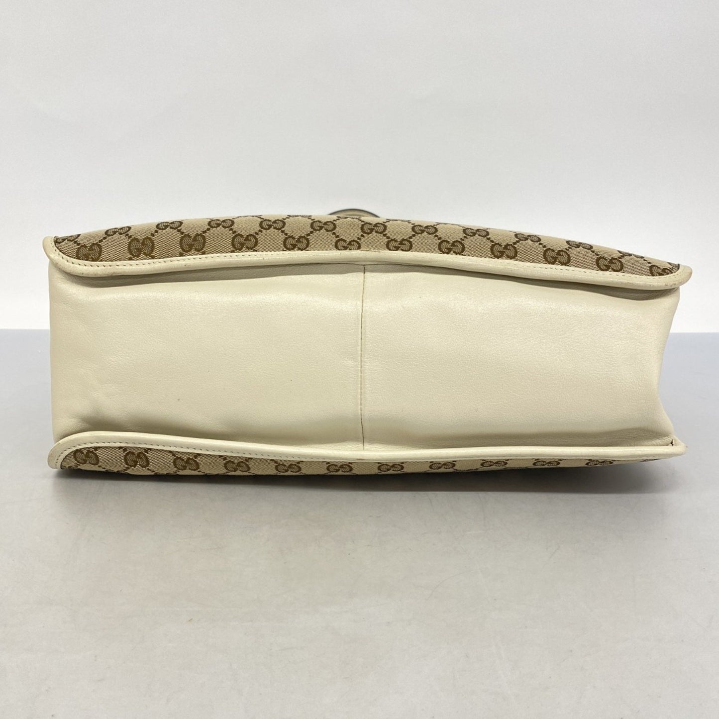 Gucci Gg Canvas Horsebit Tote Bag 623694 Brown White