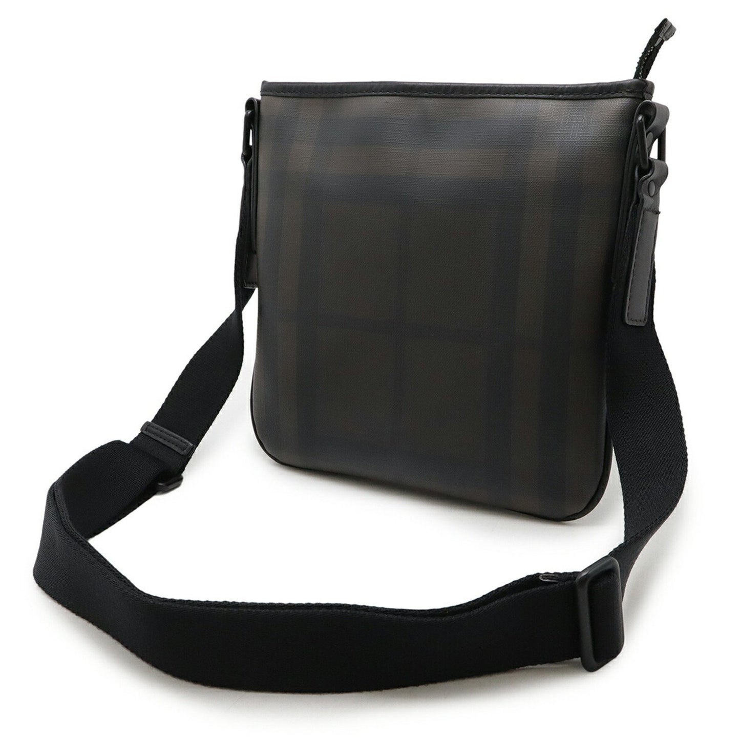 Burberry Smoked Check Pattern Shoulder Bag Pvc Leather Khaki Brown Black