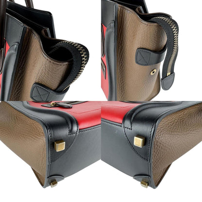 Celine Luggage Micro Shopper Handbag In Red