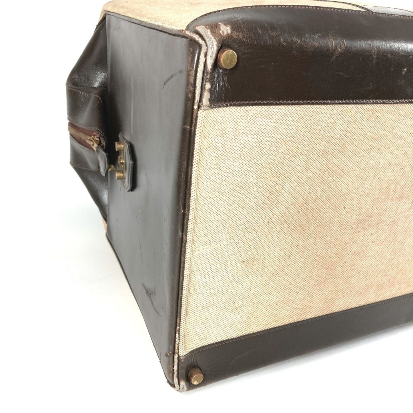 Hermes Travel Bag Boston Leather/Canvas