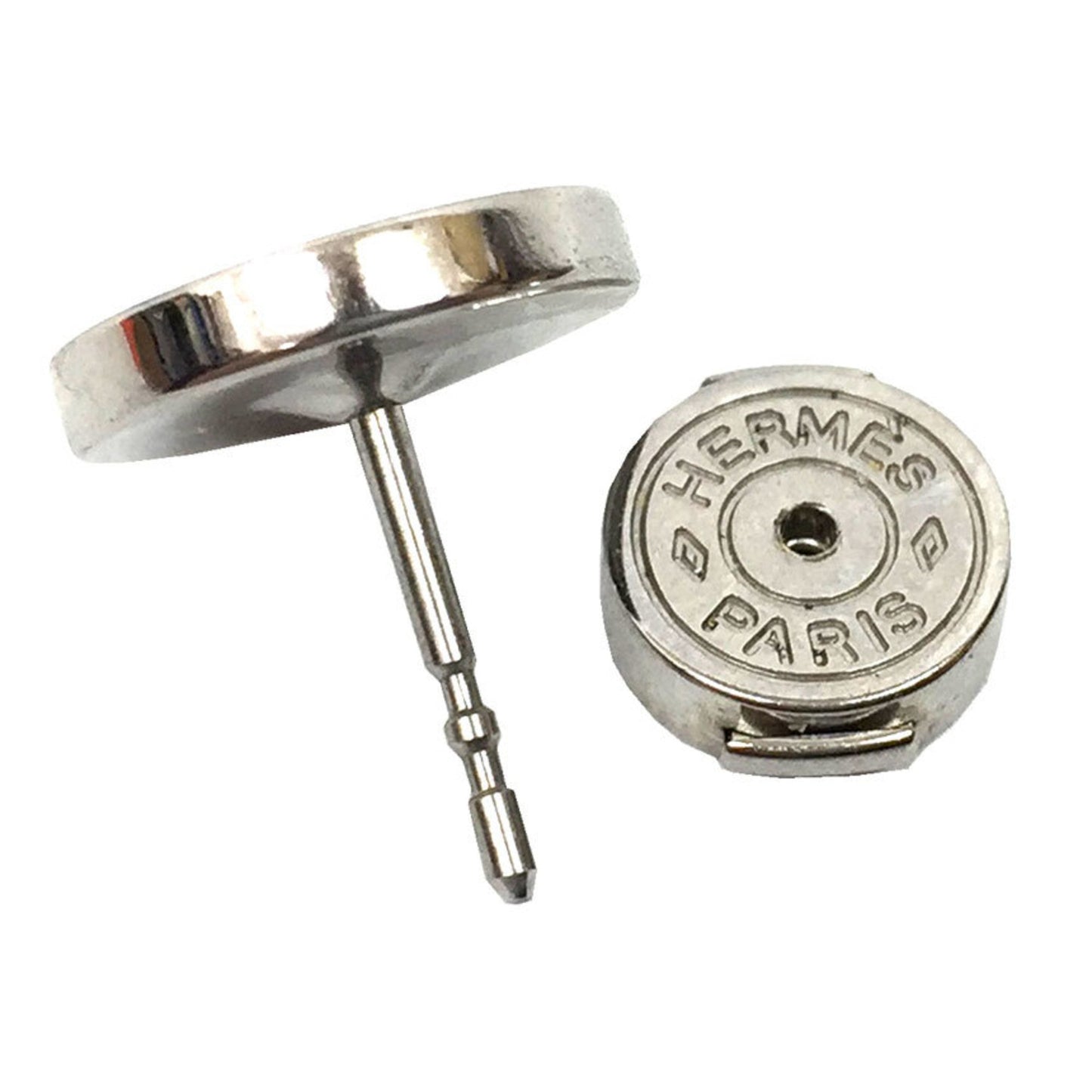 Hermes Round Earrings Pink X Silver