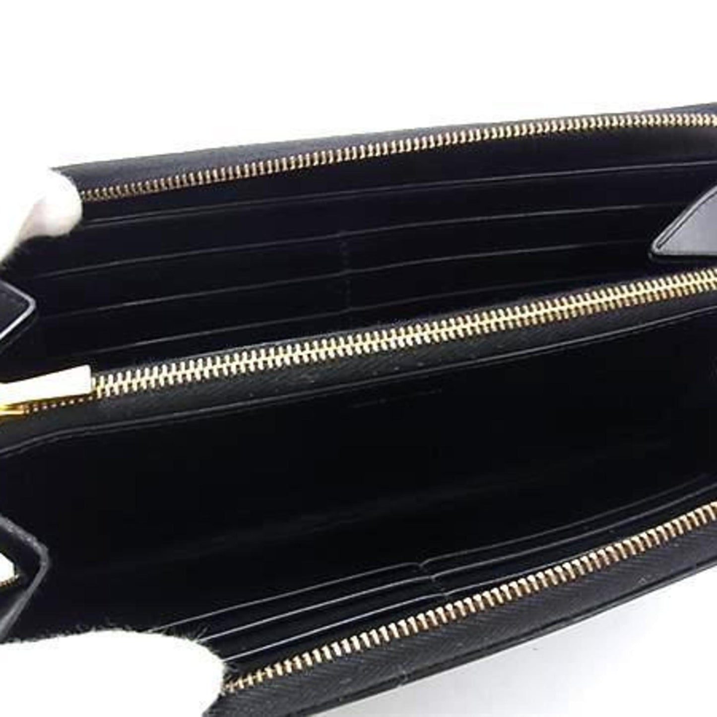 Celine Large Zip Wallet 10B552 Black Leather Macadam Pattern Round Long