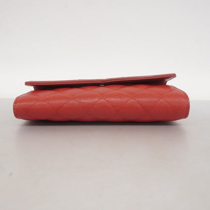 Chanel Cc Filigree Caviar Leather Long Wallet