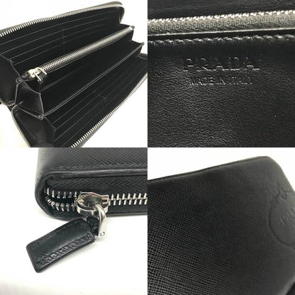 Prada Round Saffiano Leather Nero Black Long Wallet 2Ml317 Prada