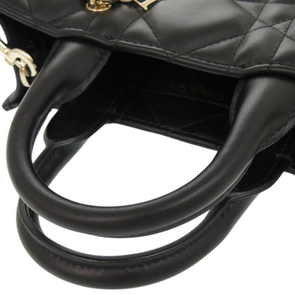 Like New Christian Dior Book Tote Mini Macrocannage S5573Owhp Calfskin Black Handbag Shoulder Bag