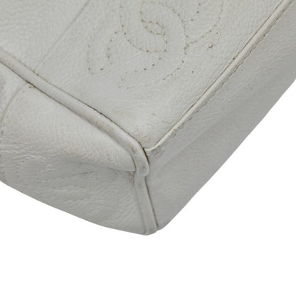 Chanel Triple Coco Mark Chain Shoulder Bag In White Caviar Skin