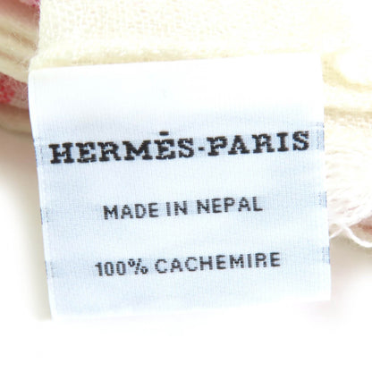 Hermes 100% Cashmere Multi-Stripe Mini Fringe Large Shawl/Stole In Multicolor