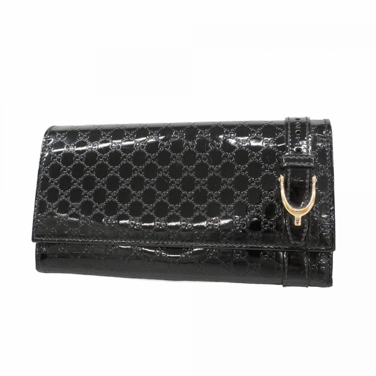 Gucci Micro Guccissima Long Wallet 309760 Enamel Black