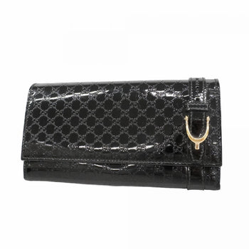 Gucci Micro Guccissima Long Wallet 309760 Enamel Black