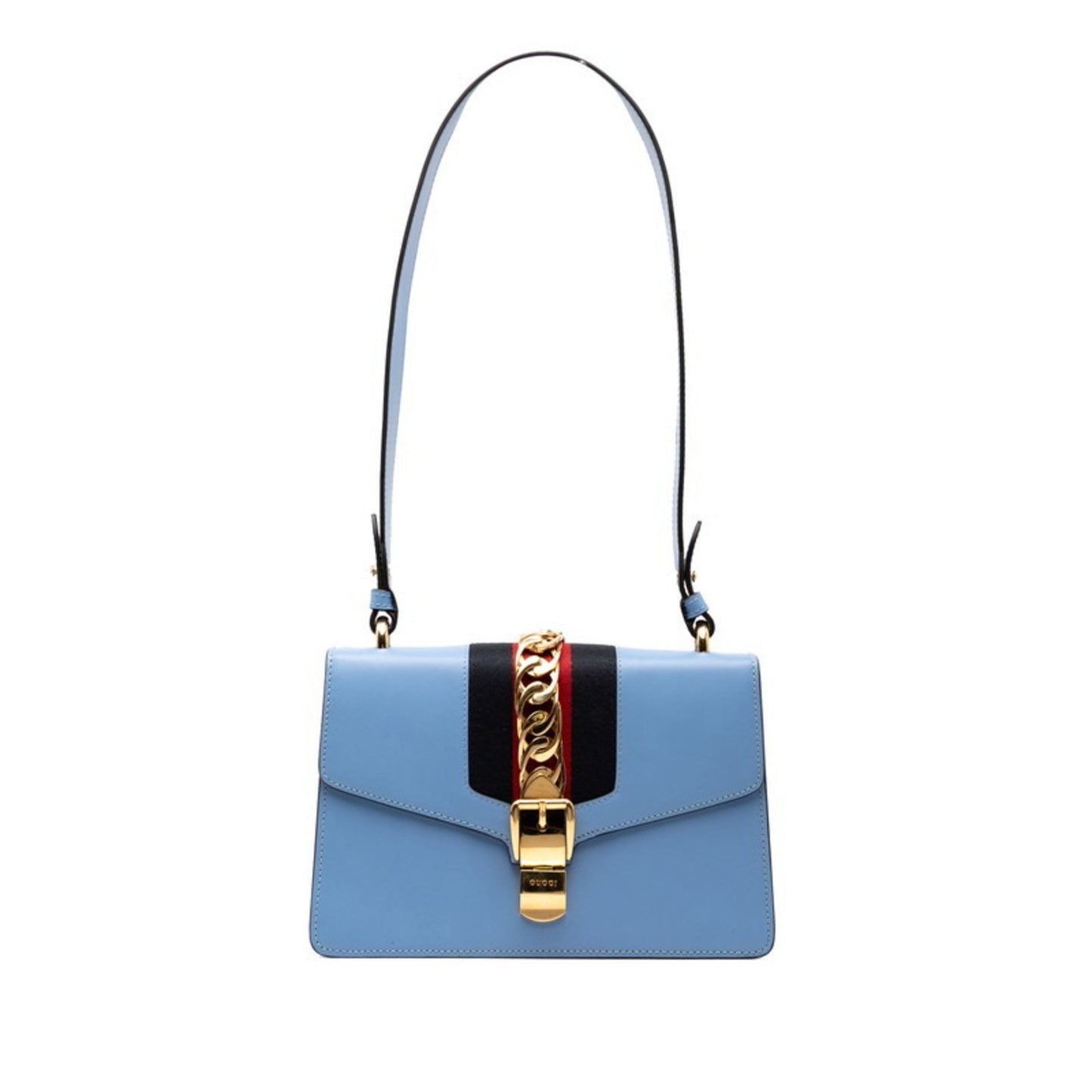 Gucci Sylvie One-Shoulder Bag 421882 Blue Leather
