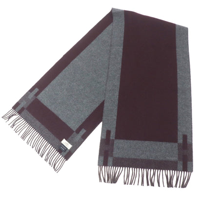 Hermes H Passant 100% Cashmere Scarf With Embroidered Logo And Fringe