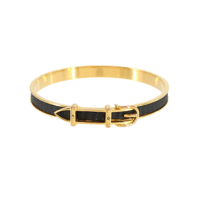 Hermes Herms Belt Motif Bangle Bracelet In Dark Brown Leather