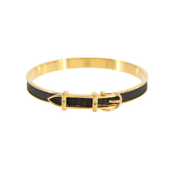 Hermes Herms Belt Motif Bangle Bracelet In Dark Brown Leather