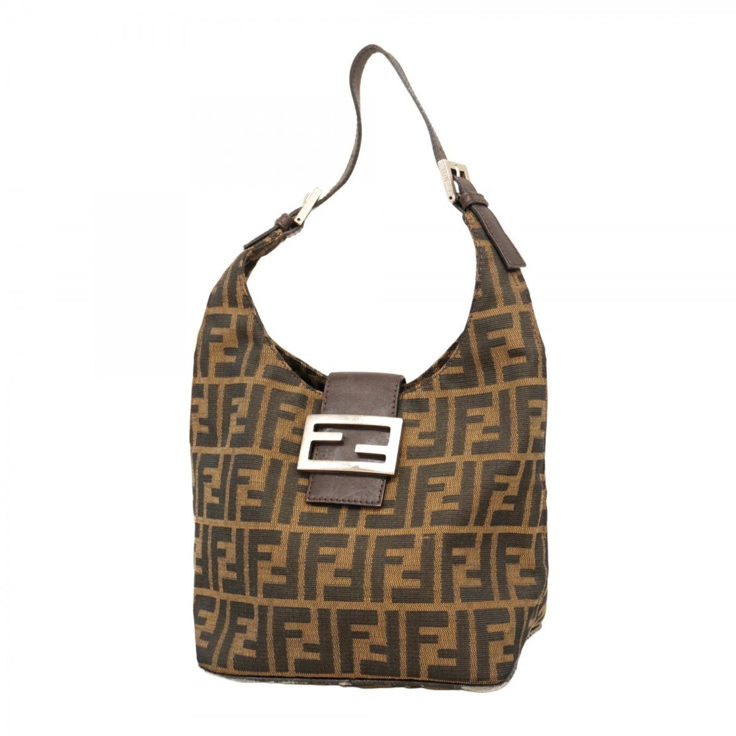 Fendi Zucca Nylon Canvas Handbag In Brown