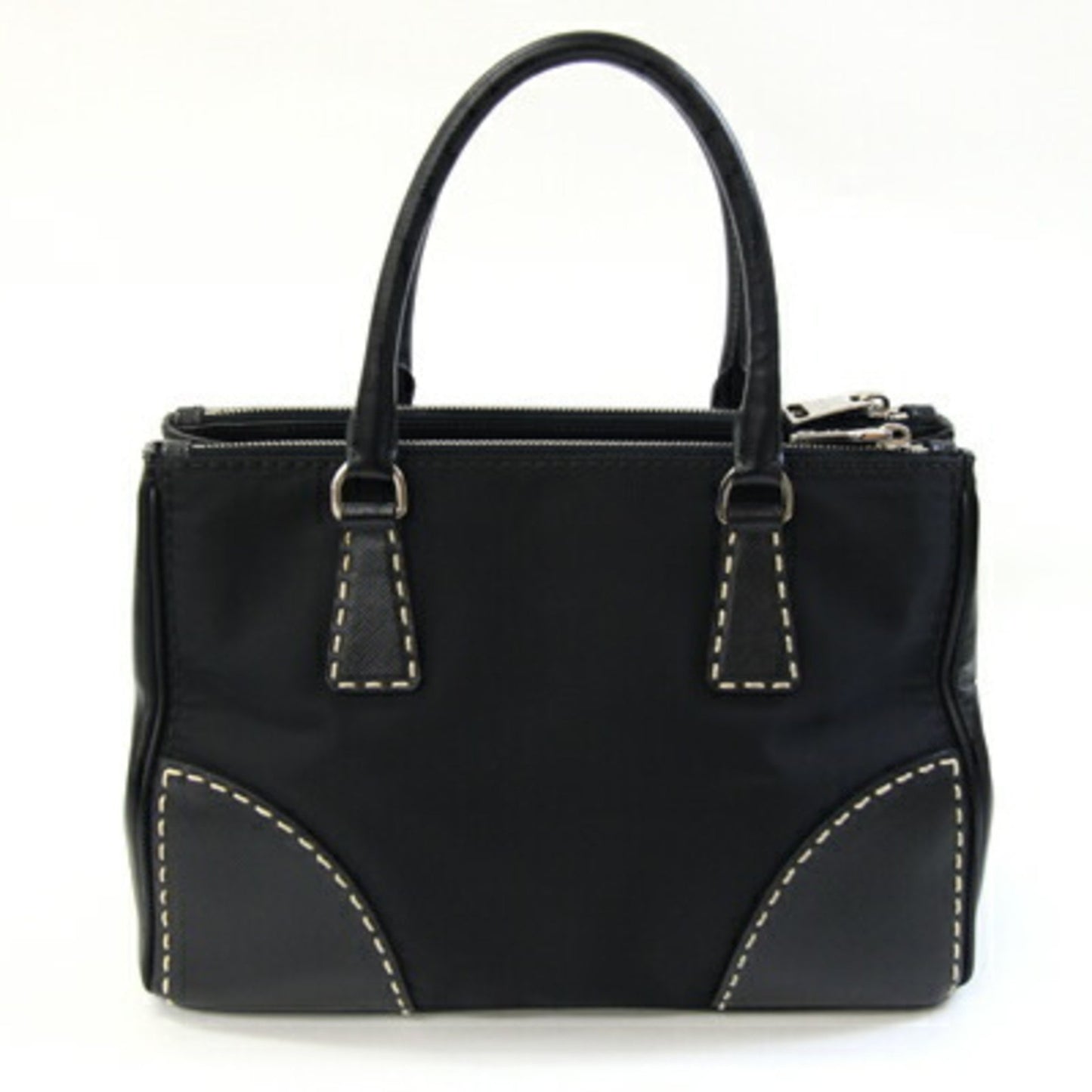 Prada Handbag B1801K Black Nylon Leather Stitching