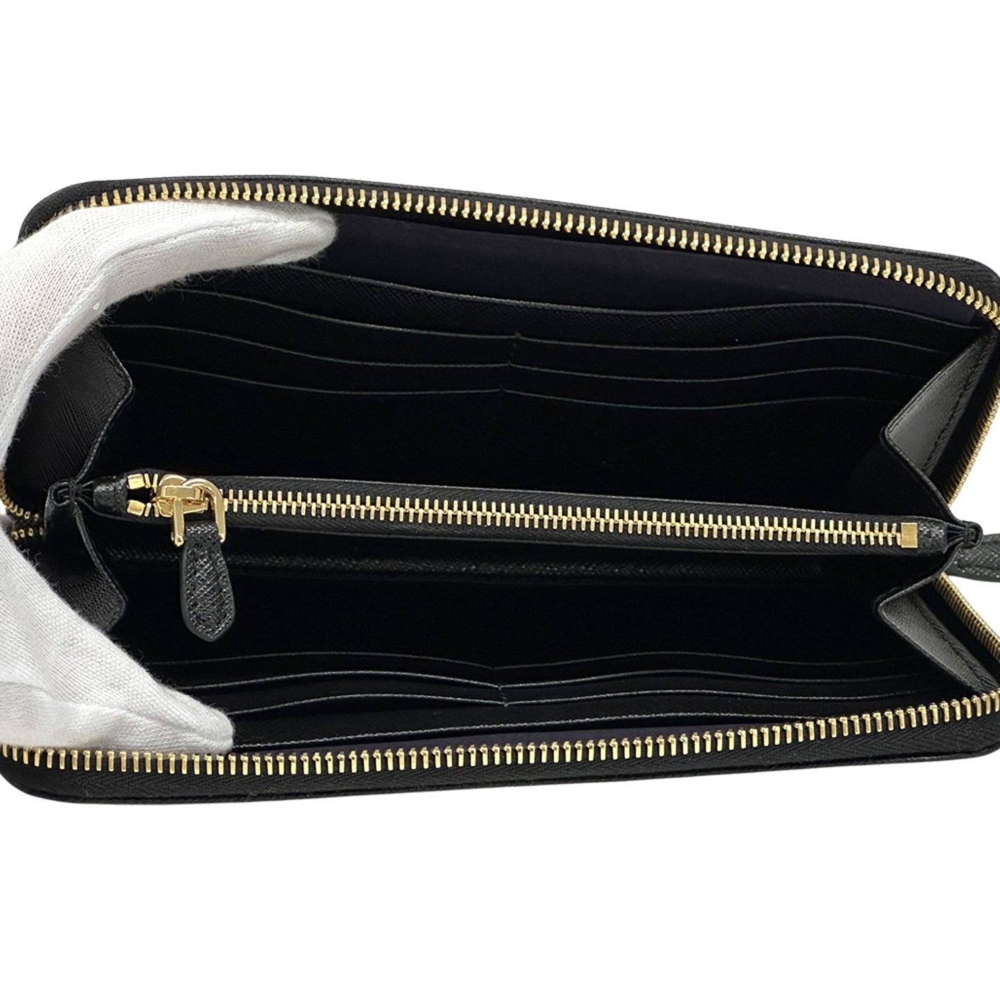 Prada Saffiano Black Long Wallet (1Ml506) For Men And Women