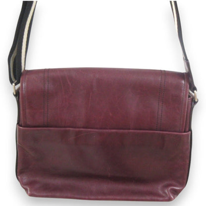 Bally Tepolt Leather Flap Messenger Shoulder Bag Burgundy Red