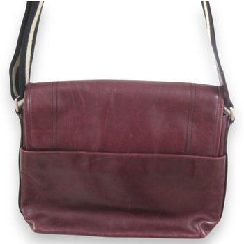 Bally Tepolt Leather Flap Messenger Shoulder Bag Burgundy Red