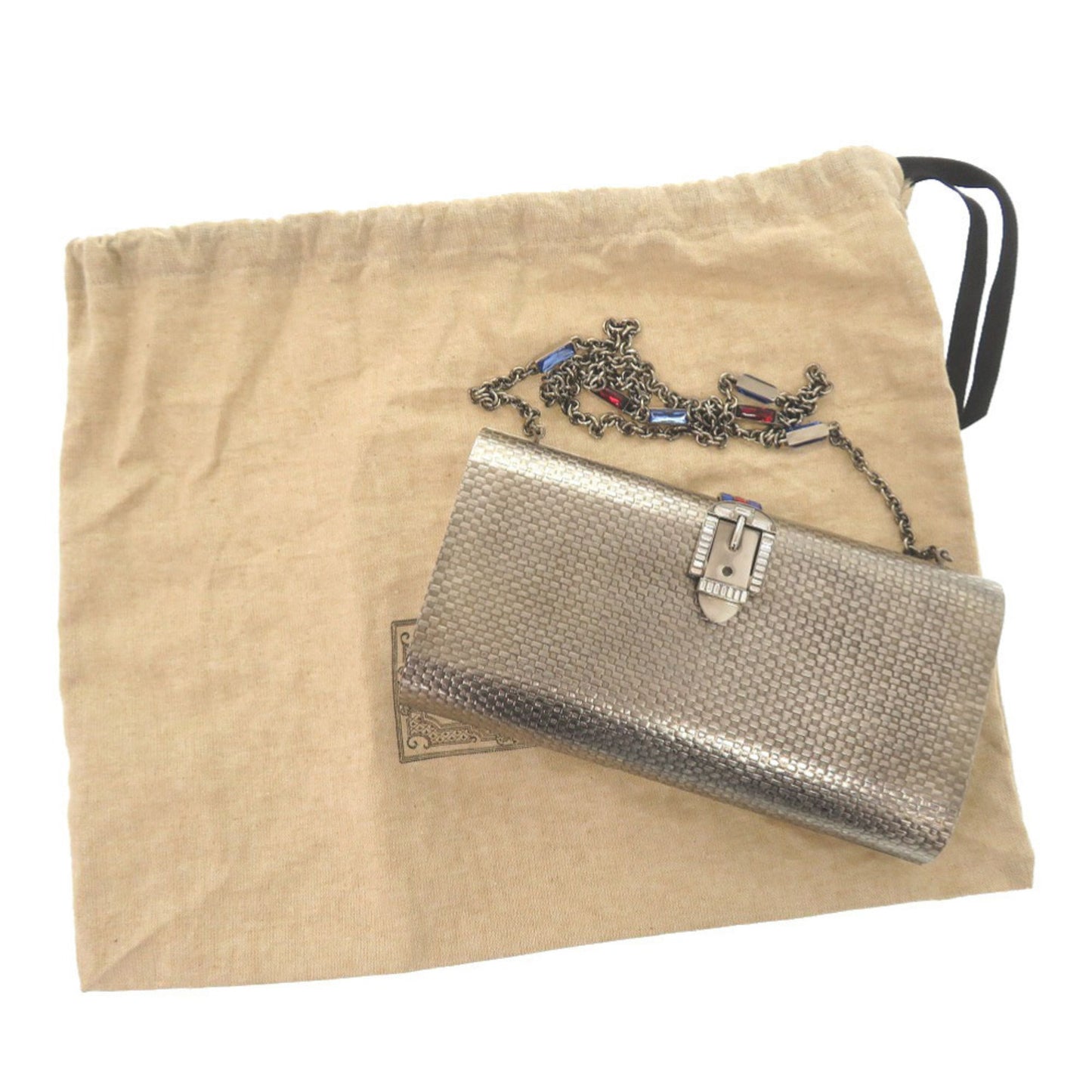 Gucci 725758 Metal Crystal Silver Chain Shoulder Bag 0347 Gucci