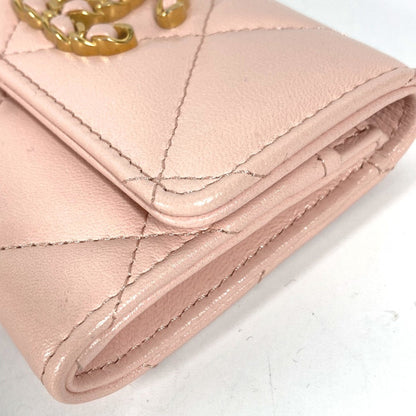 Chanel 19Th Line Cc Mark Wallet Coin Compartment Coin Purse Pink Gold