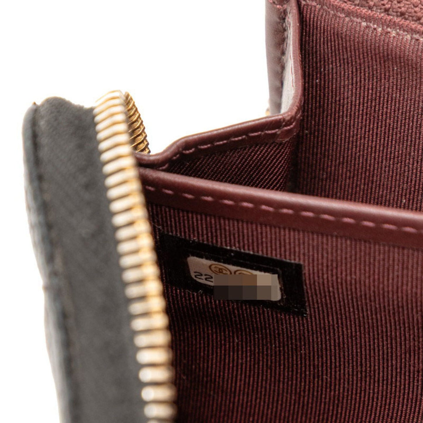 Chanel Matelasse Coco Mark Round Zip Long Wallet In Black Caviar Leather