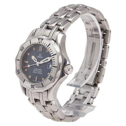 Omega Seamaster Guilloched Quartz Watch With Navy Dial And Stainless Steel