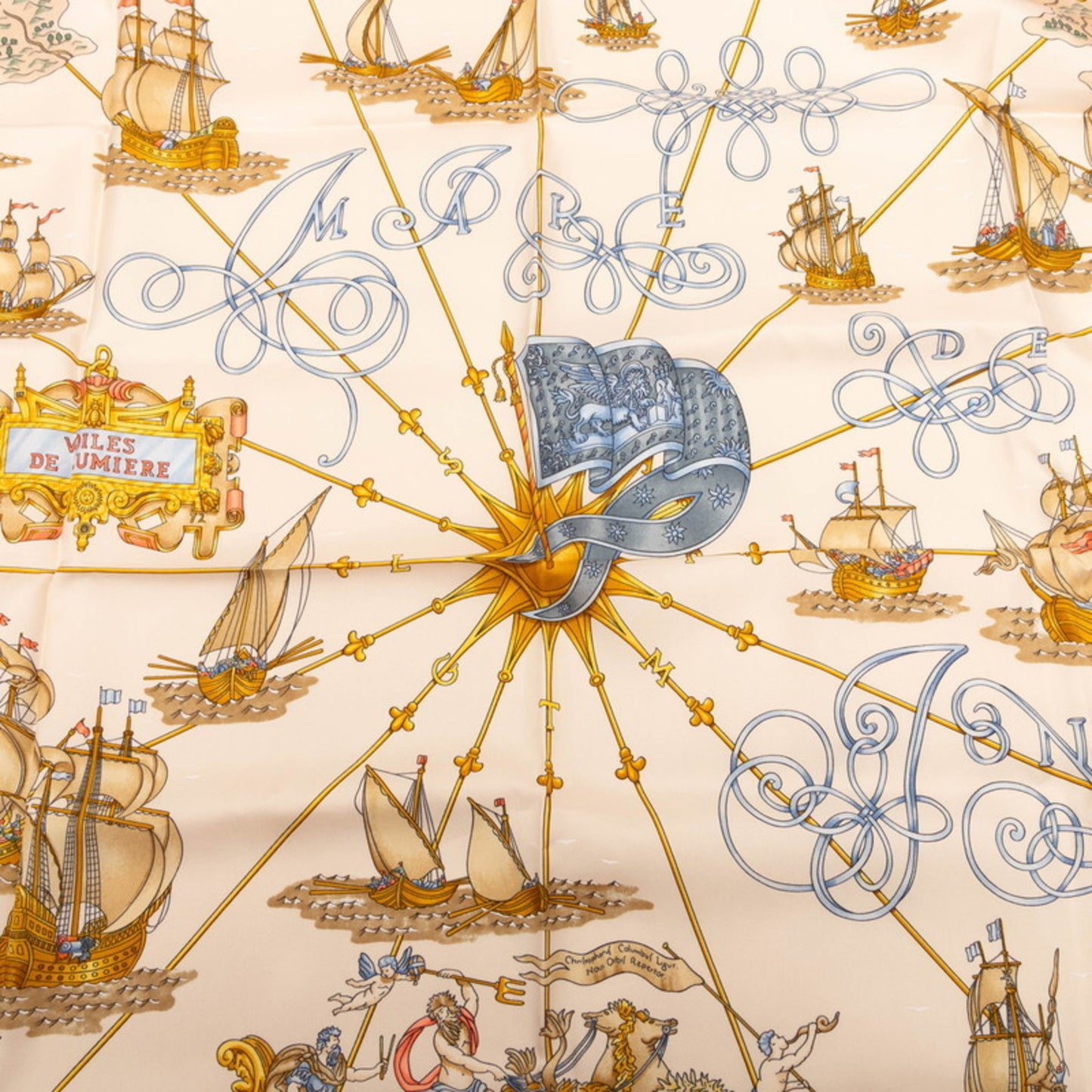 Hermes Herms Carr 90 Voiles De Lumire 1572 Sailboat Of Light Scarf In Orange
