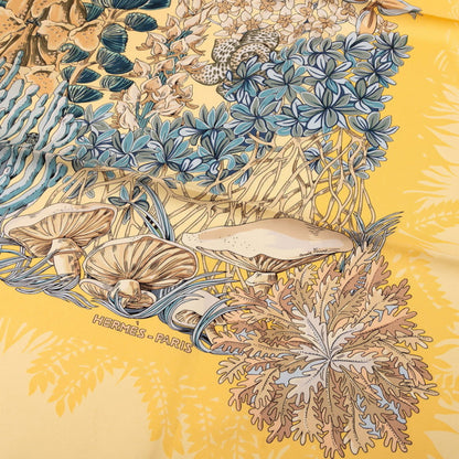 Hermes Herms Carr 90 "L'Ile Deserte" Desert Island Scarf In Yellow