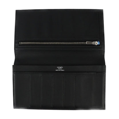 Hermes Citizen Twill Long Wallet - Swift Leather Black Bi-Fold D Engraved 2427063007153R1