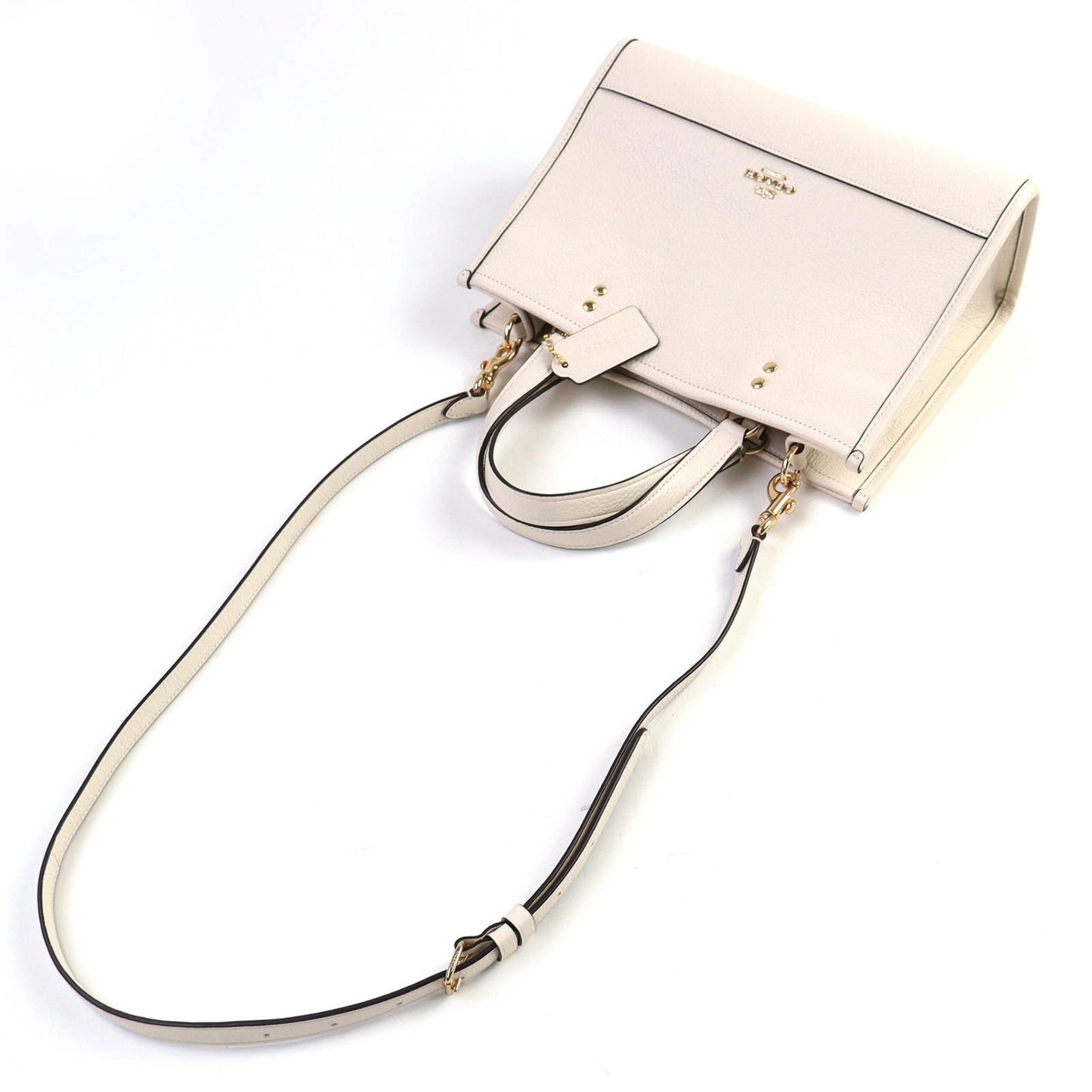 Coach 24Aw Co976 Logo Dempsey 2-Way Leather Tote Bag/Shoulder Bag In Chalk Ivory