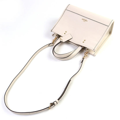 Coach 24Aw Co976 Logo Dempsey 2-Way Leather Tote Bag/Shoulder Bag In Chalk Ivory