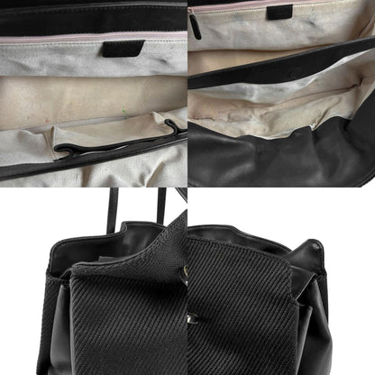 Bvlgari Handbag Canvas Leather Black Silver