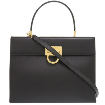 Salvatore Ferragamo Gancini Dy-21 8791 Leather Black Handbag 1410Salvatore